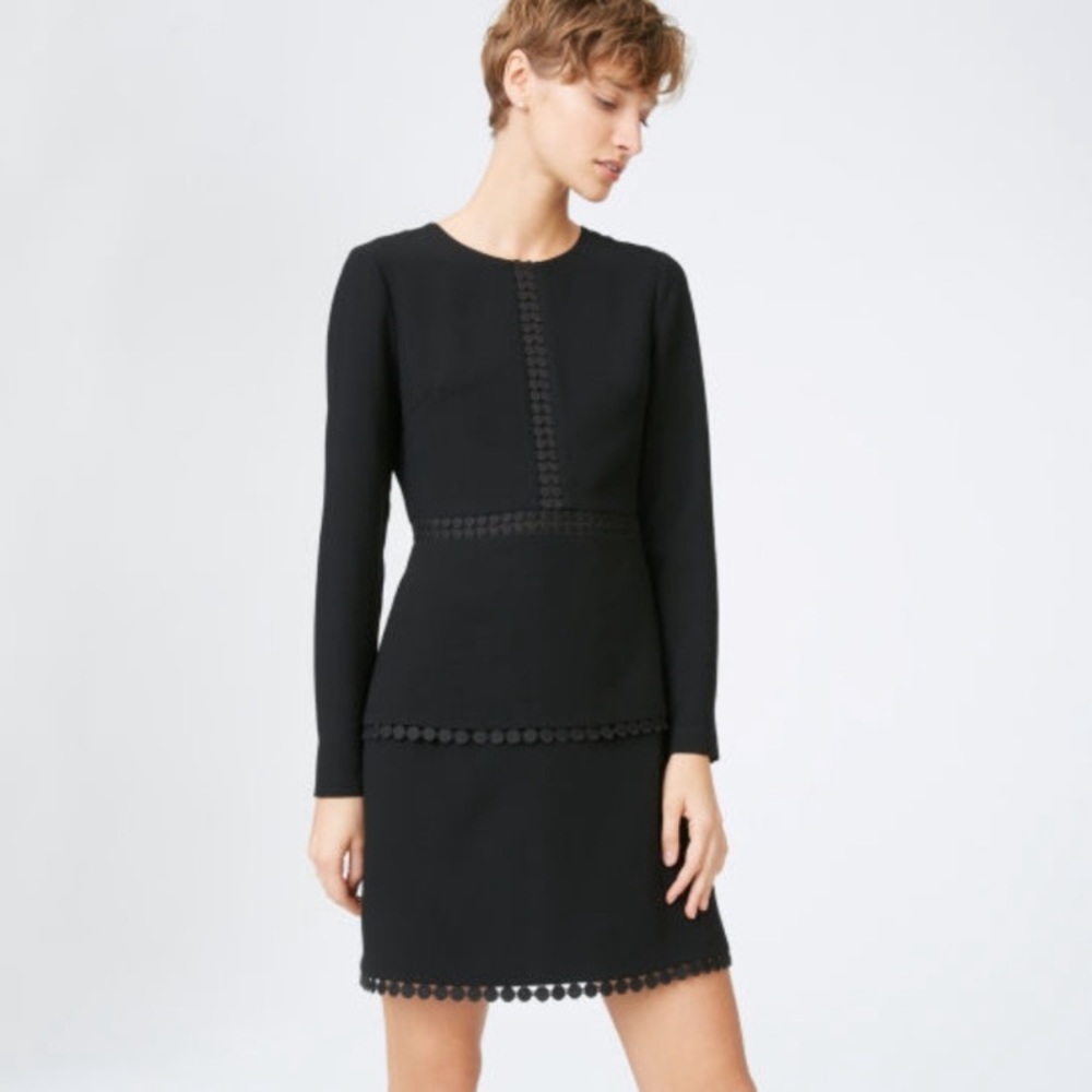 Club Monaco Black Long-Sleeve Shift Dress